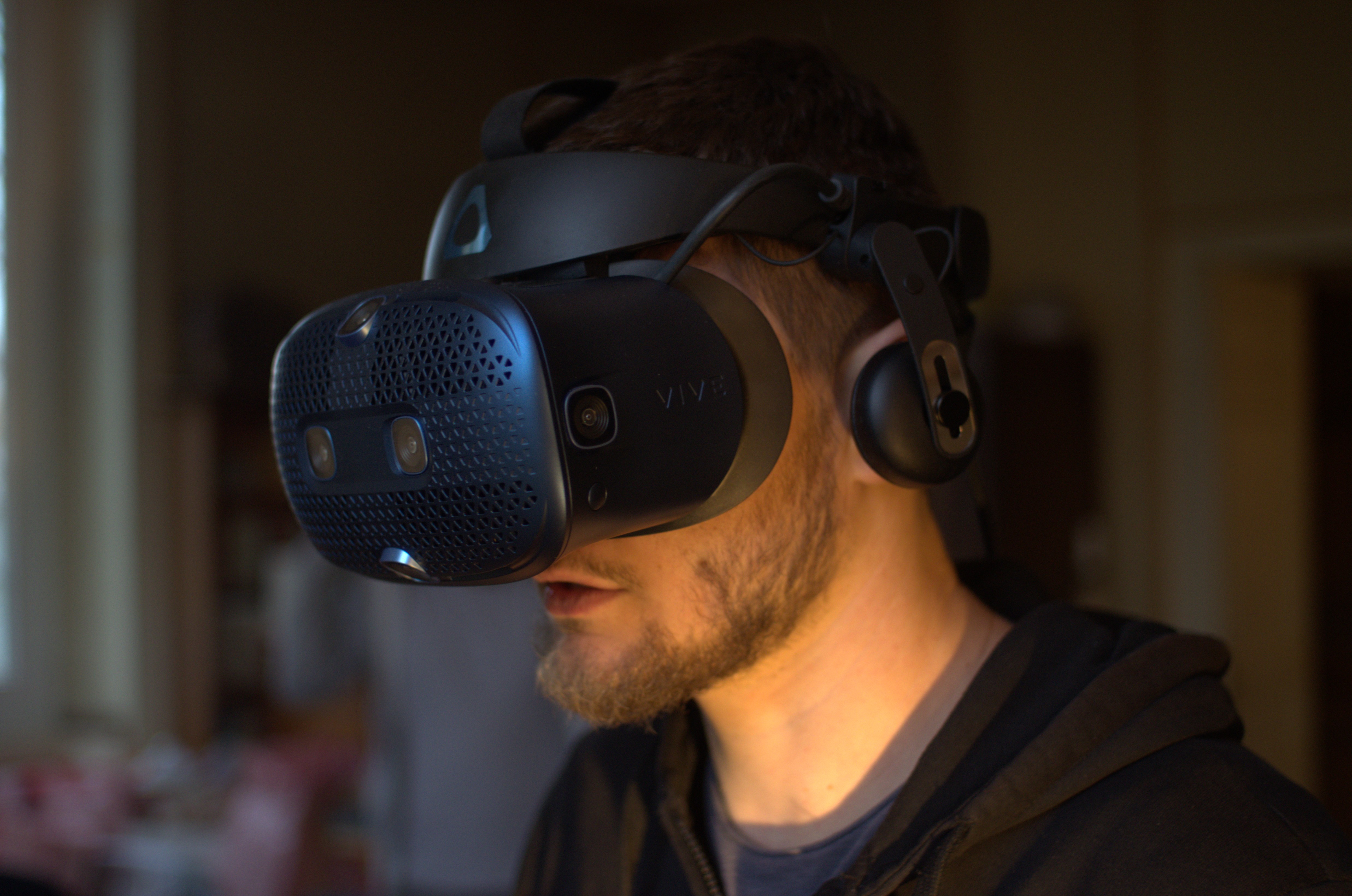 Our president with a virtual reality headset